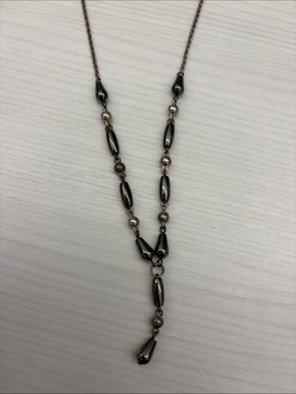 Premier Designs Hematite-Tone Beaded Y-Drop Necklace
